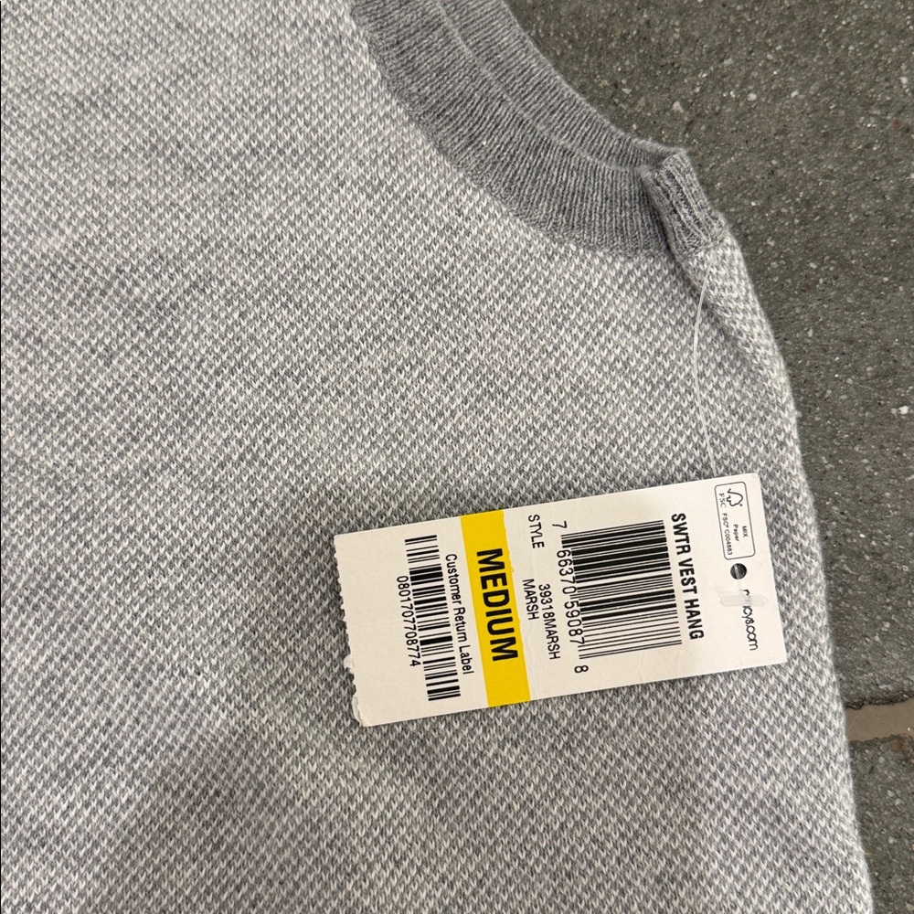 Tasso Elba Sweater Vest New With Tags Grey 100% Cotton Medium - Picture 3 of 4